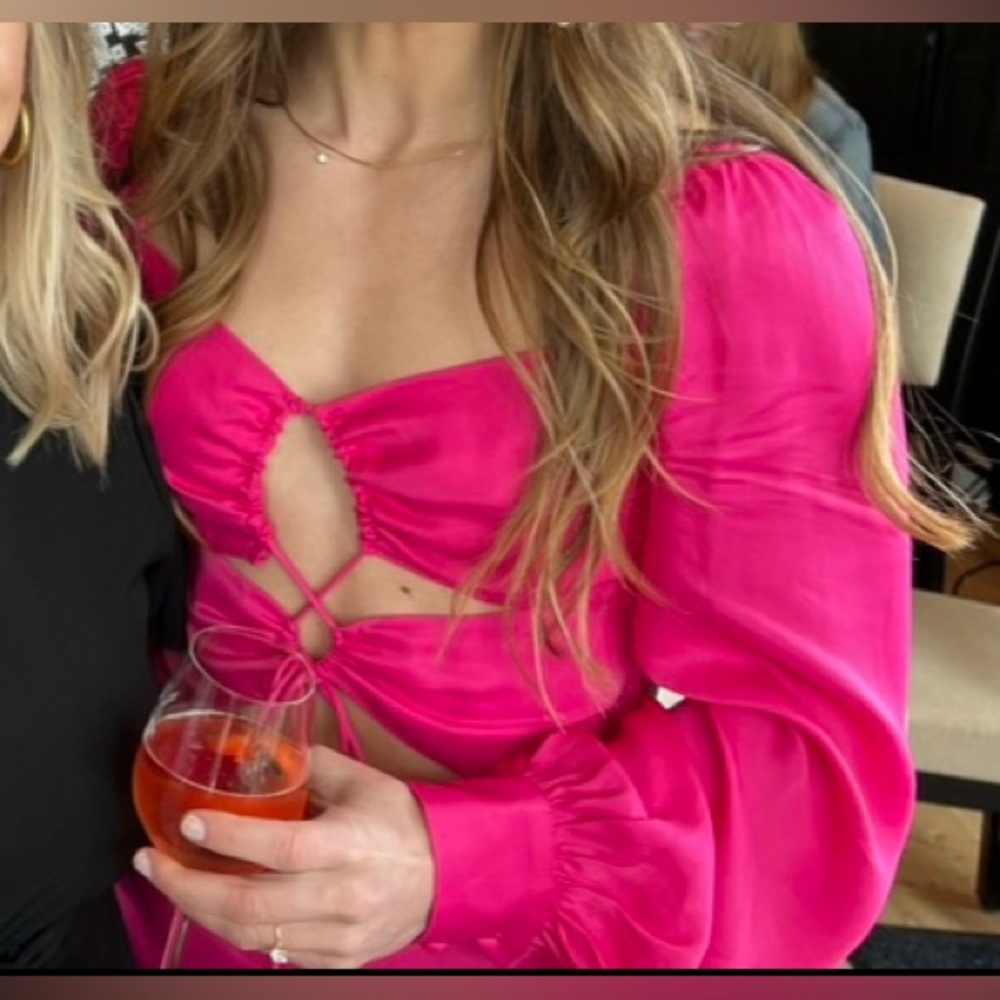 Farm Rio hot pink midi dress